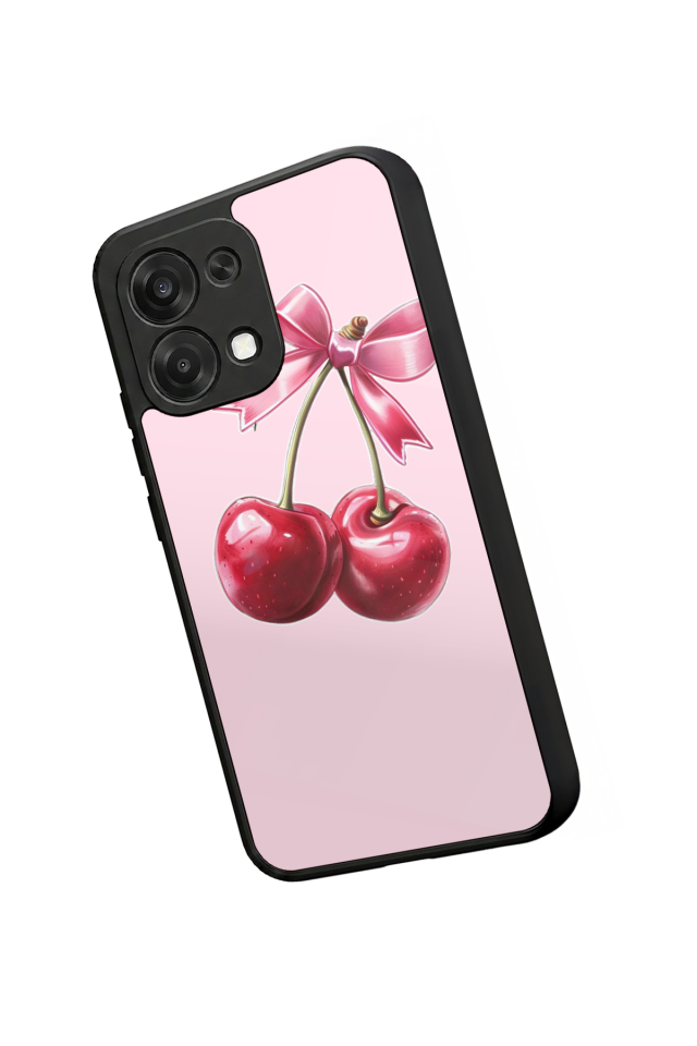 Oppo A6 Pro Uyumlu Kiraz Tasarımlı Glossy Premium Kılıf