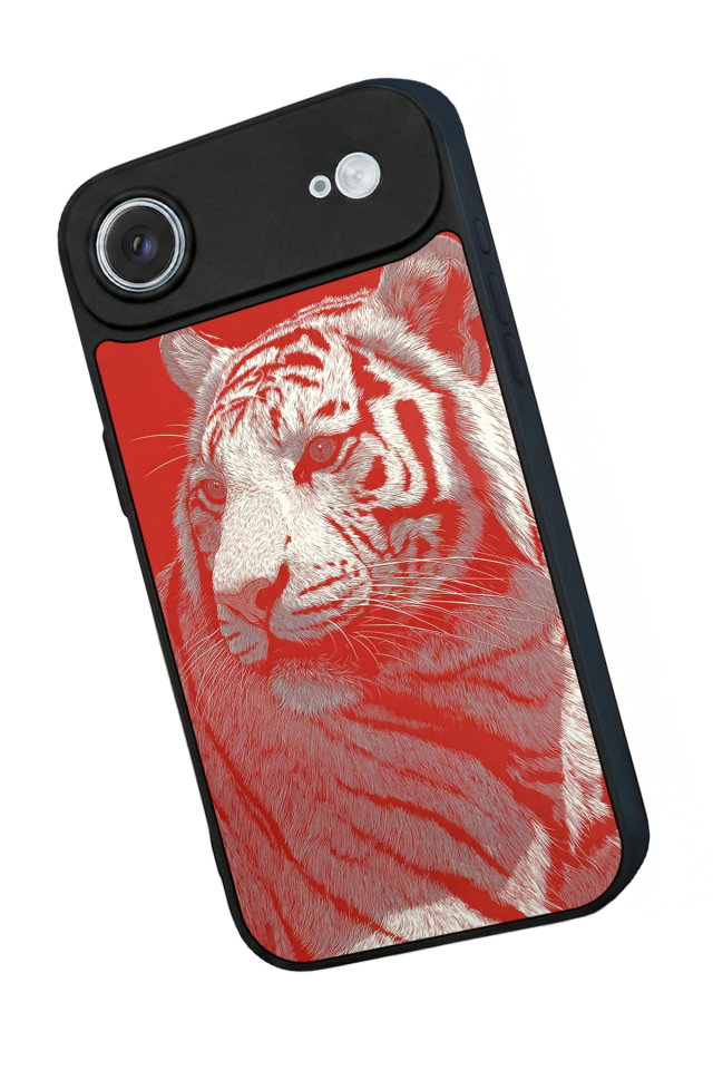 iPhone 17 Air Uyumlu Kirmizi ve Kaplan Tasarımlı Glossy Premium Kılıf