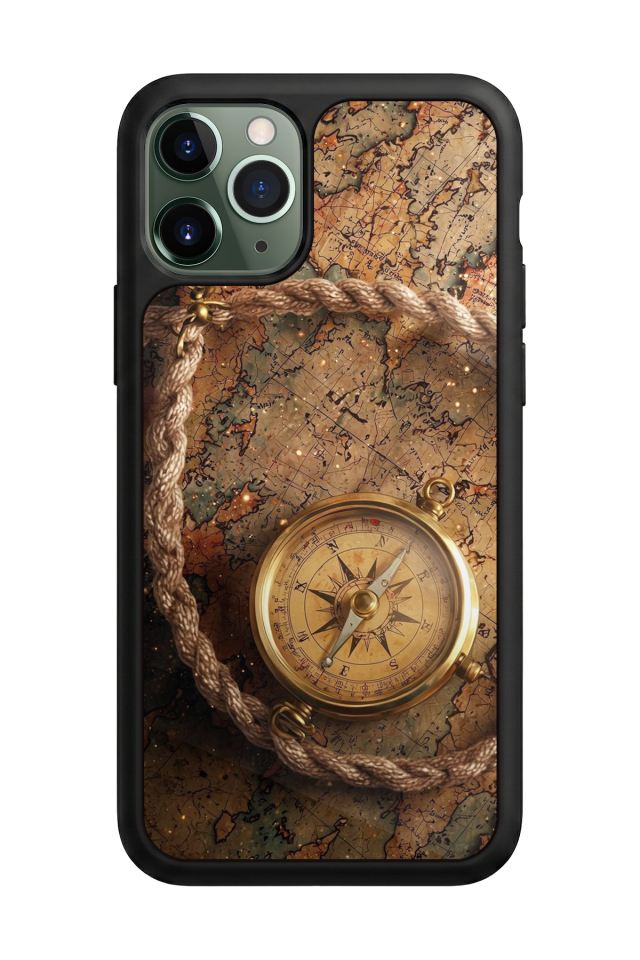 iPhone 11 Pro Uyumlu Pusula Tasarımlı Glossy Premium Kılıf