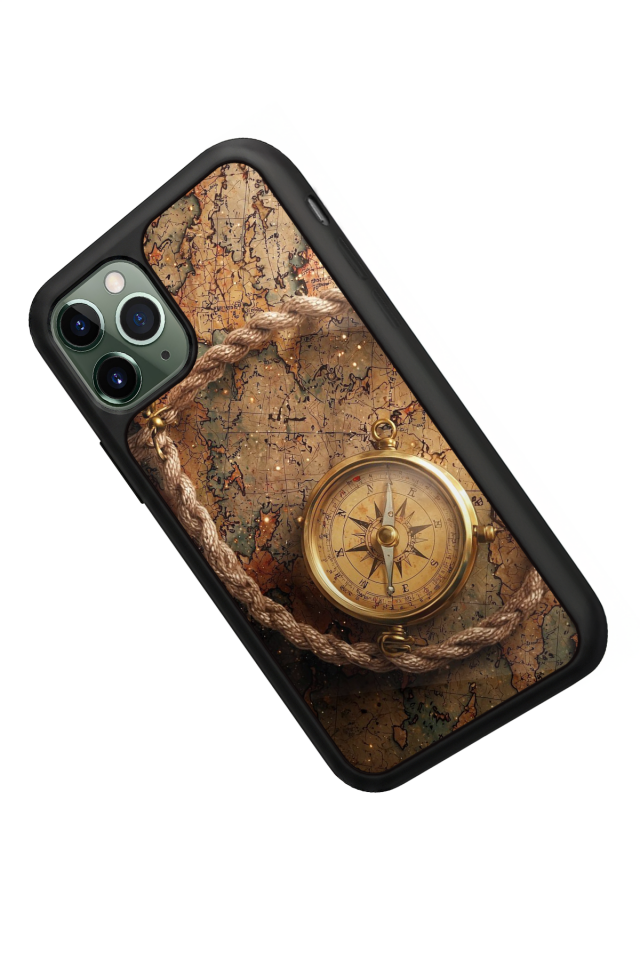 iPhone 11 Pro Uyumlu Pusula Tasarımlı Glossy Premium Kılıf