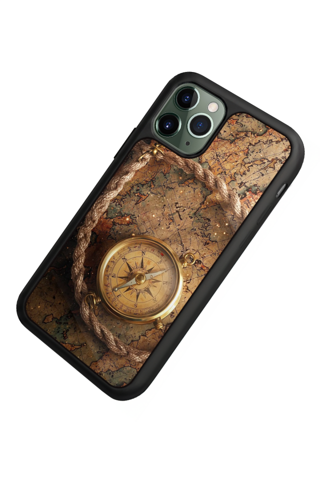 iPhone 11 Pro Uyumlu Pusula Tasarımlı Glossy Premium Kılıf