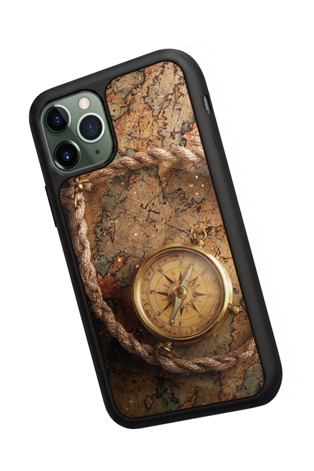 iPhone 11 Pro Uyumlu Pusula Tasarımlı Glossy Premium Kılıf