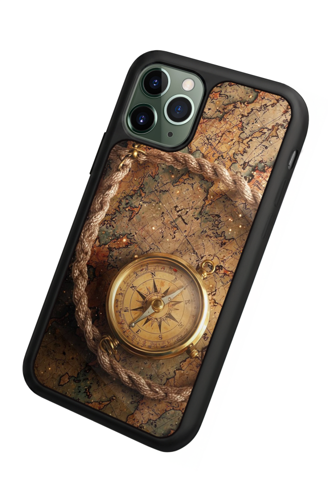iPhone 11 Pro Uyumlu Pusula Tasarımlı Glossy Premium Kılıf