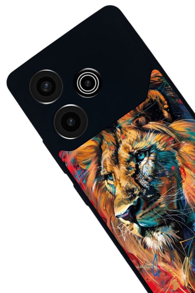 Tecno Pova 6 Uyumlu Aslan Tasarımlı Glossy Premium Kılıf