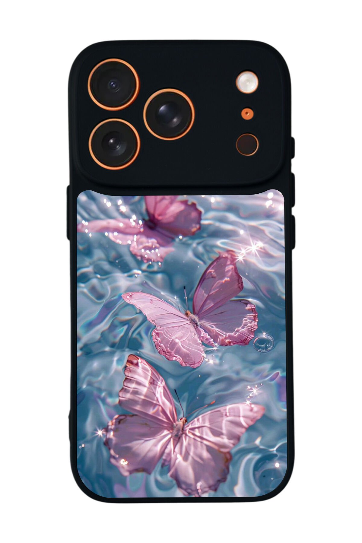 iPhone 17 Pro Uyumlu Kelebek Tasarımlı Glossy Premium Kılıf