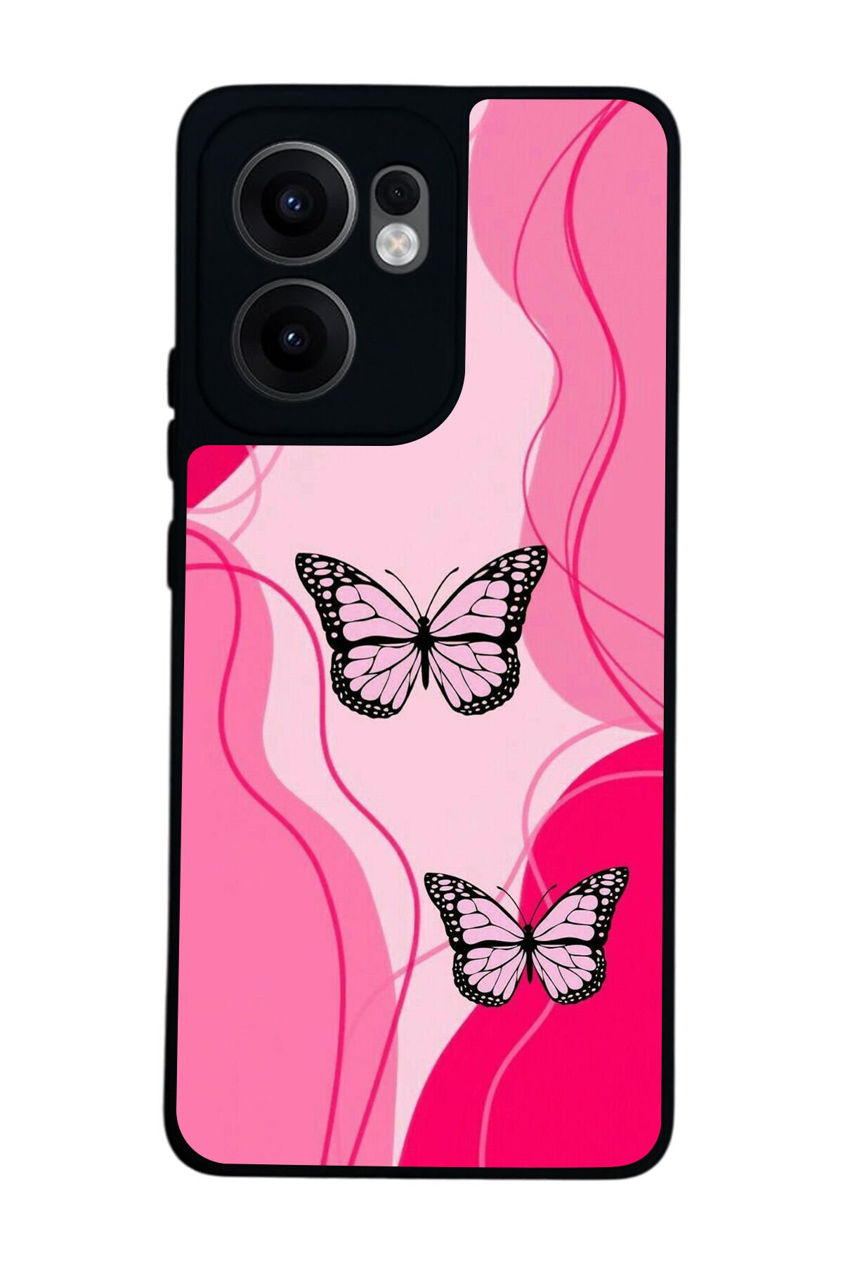 Oppo Reno 13F Uyumlu Kelebek Tasarımlı Glossy Premium Kılıf