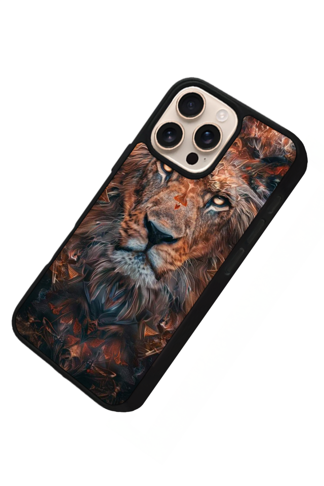 iPhone 15 Pro Max Uyumlu Aslan Tasarımlı Glossy Premium Kılıf
