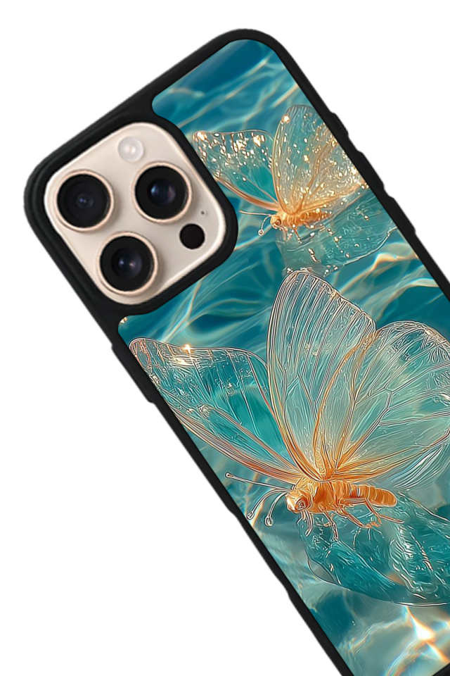 iPhone 14 Pro Max Uyumlu Kelebek Tasarımlı Glossy Premium Kılıf