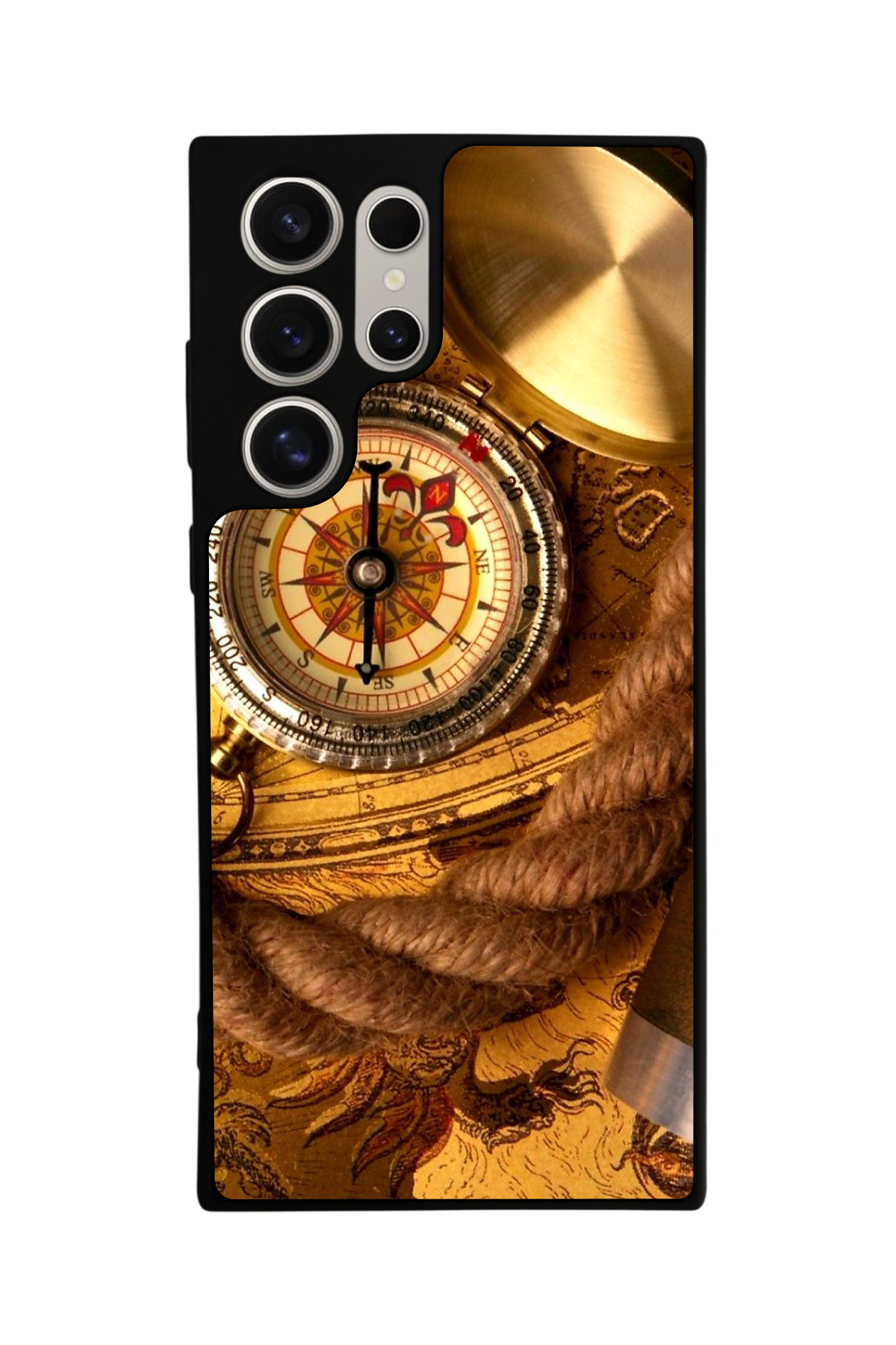 Samsung Galaxy S23 Ultra Uyumlu Pusula Tasarımlı Glossy Premium Kılıf