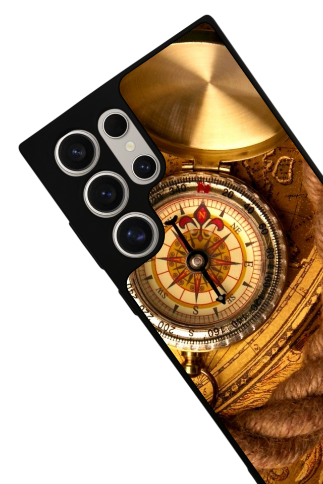 Samsung Galaxy S23 Ultra Uyumlu Pusula Tasarımlı Glossy Premium Kılıf