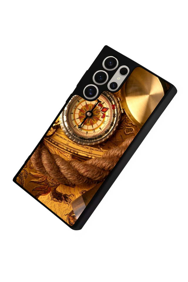 Samsung Galaxy S23 Ultra Uyumlu Pusula Tasarımlı Glossy Premium Kılıf