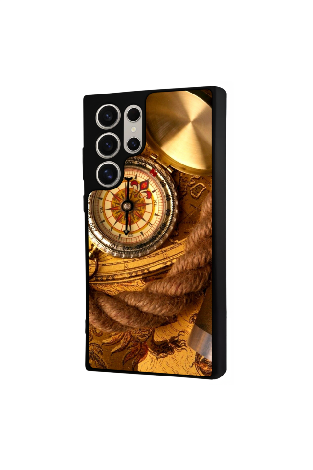 Samsung Galaxy S23 Ultra Uyumlu Pusula Tasarımlı Glossy Premium Kılıf