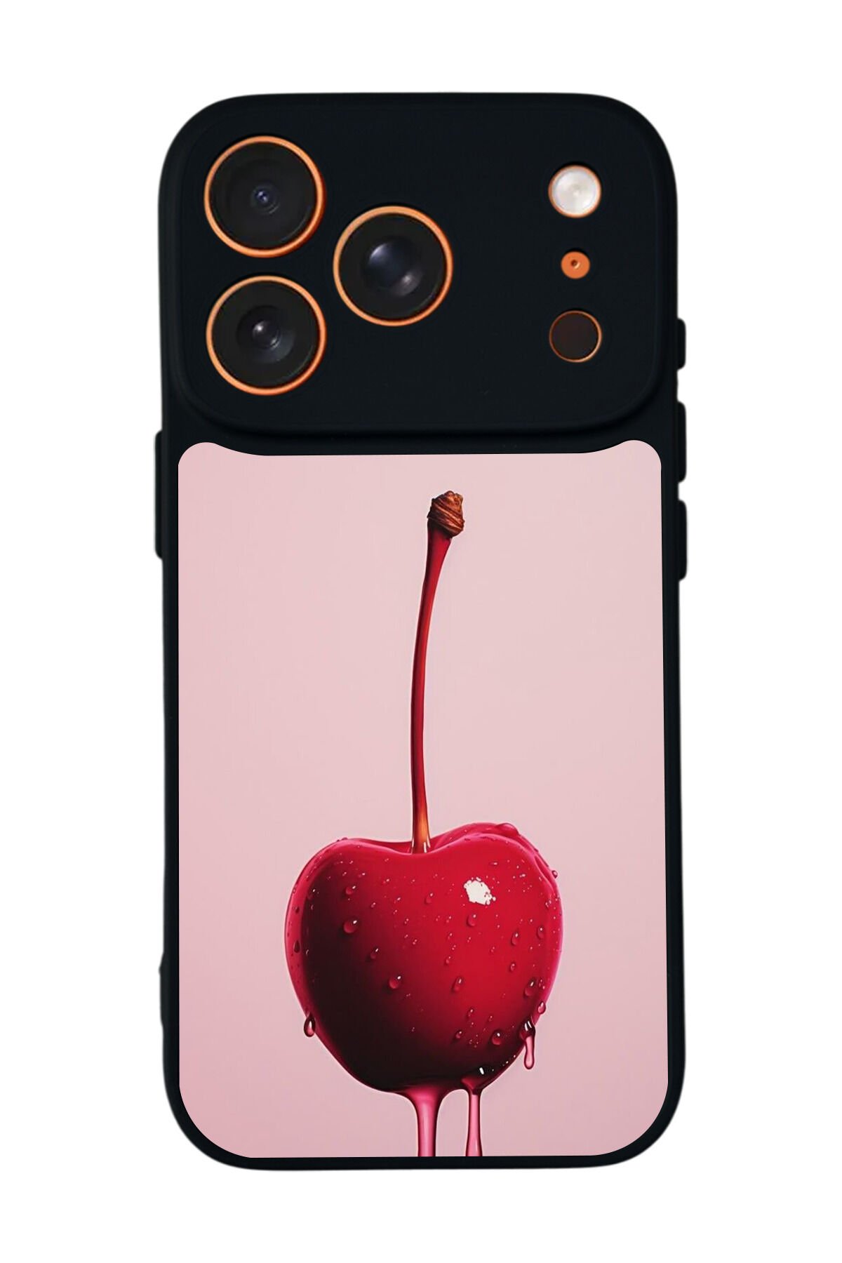 iPhone 17 Pro Uyumlu Kiraz Tasarımlı Glossy Premium Kılıf