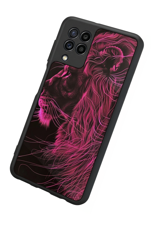 Samsung Galaxy M32 Uyumlu Aslan Tasarımlı Glossy Premium Kılıf