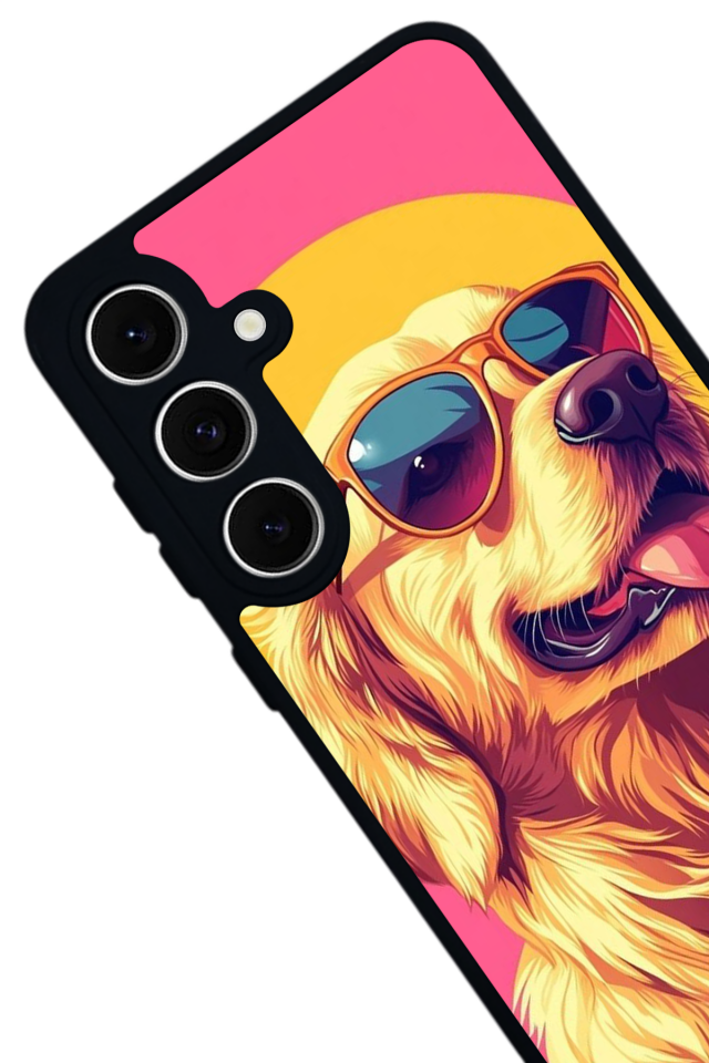 Samsung Galaxy S24 FE Uyumlu Golden Kopek Tasarımlı Glossy Premium Kılıf