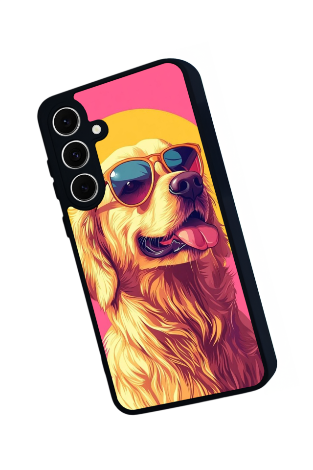 Samsung Galaxy S24 FE Uyumlu Golden Kopek Tasarımlı Glossy Premium Kılıf