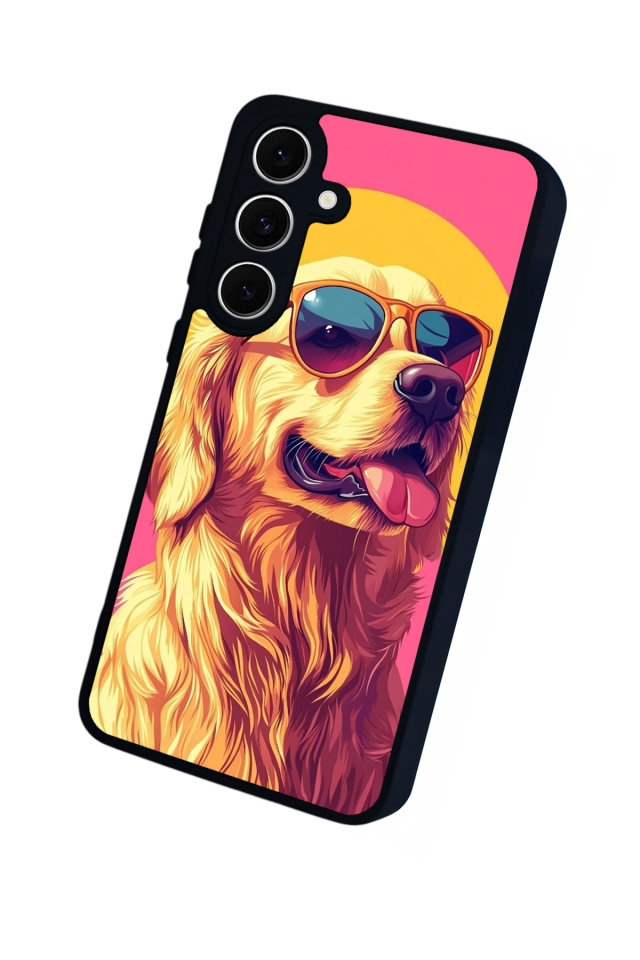 Samsung Galaxy S24 FE Uyumlu Golden Kopek Tasarımlı Glossy Premium Kılıf