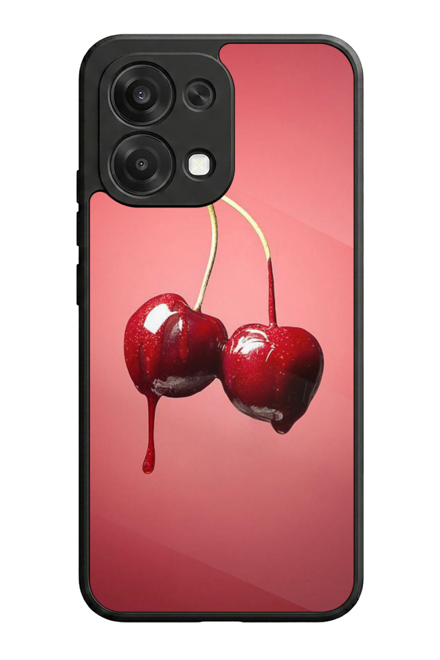 Oppo A6 Pro Uyumlu Kiraz Tasarımlı Glossy Premium Kılıf
