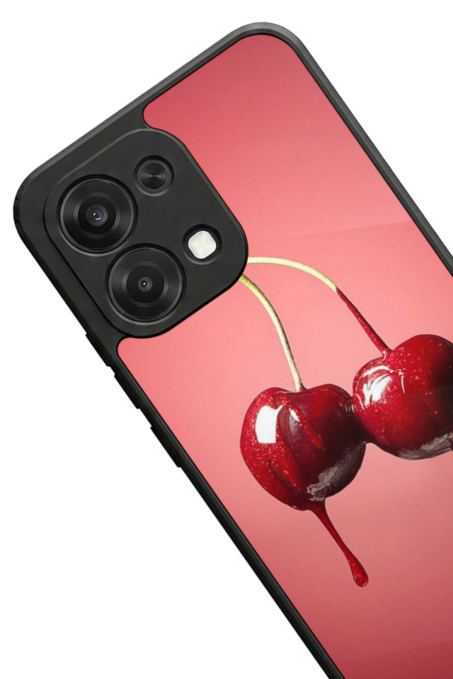 Oppo A6 Pro Uyumlu Kiraz Tasarımlı Glossy Premium Kılıf