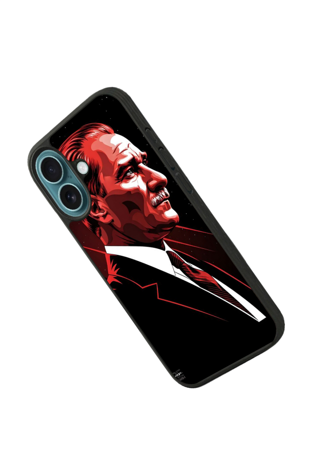 iPhone 16 Plus Uyumlu Mustafa Kemal Ataturk Tasarımlı Glossy Premium Kılıf