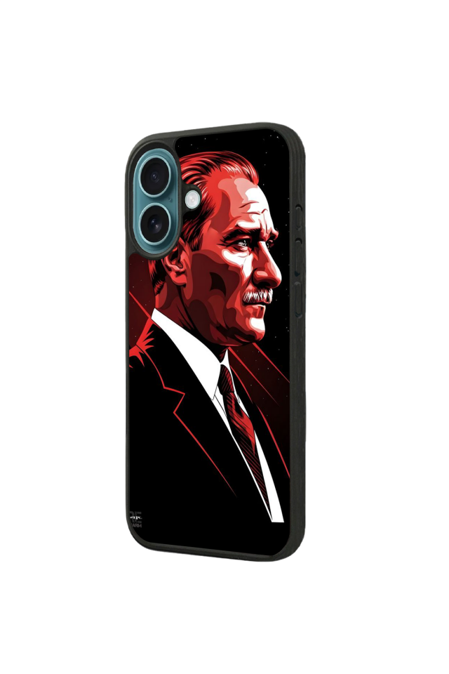 iPhone 16 Plus Uyumlu Mustafa Kemal Ataturk Tasarımlı Glossy Premium Kılıf