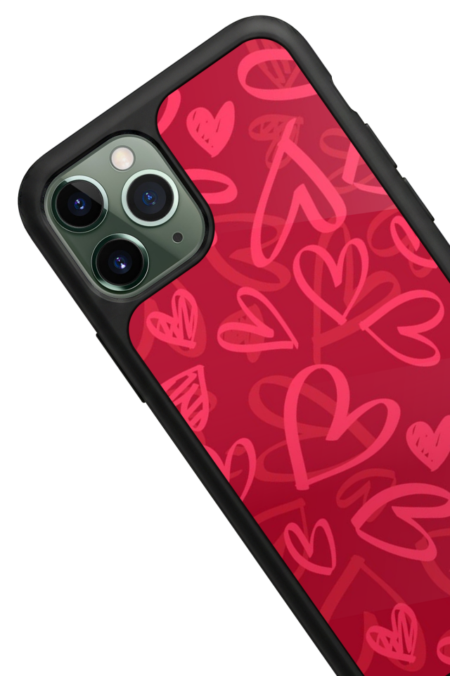iPhone 11 Pro Max Uyumlu Kalp Love Tasarımlı Glossy Premium Kılıf