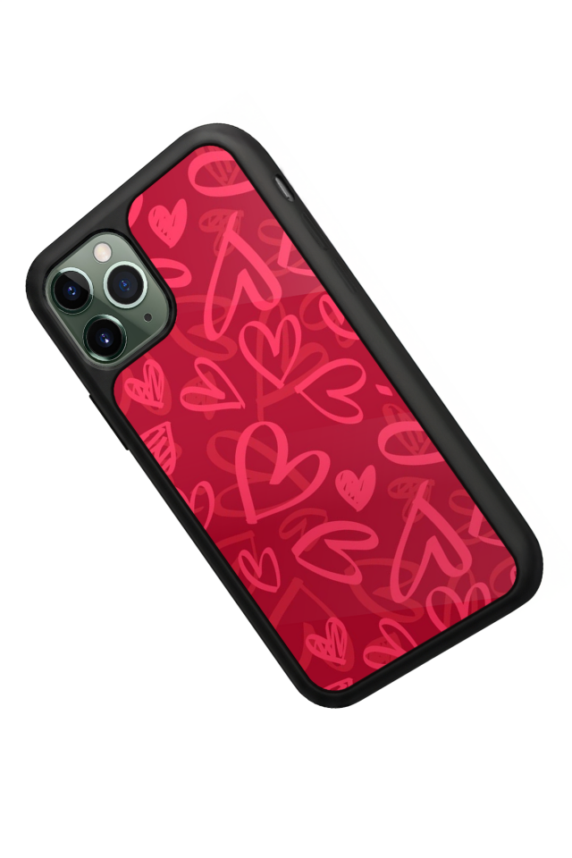 iPhone 11 Pro Max Uyumlu Kalp Love Tasarımlı Glossy Premium Kılıf