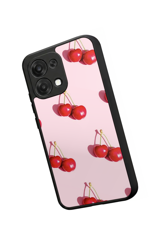 Oppo A6 Pro Uyumlu Kiraz Tasarımlı Glossy Premium Kılıf