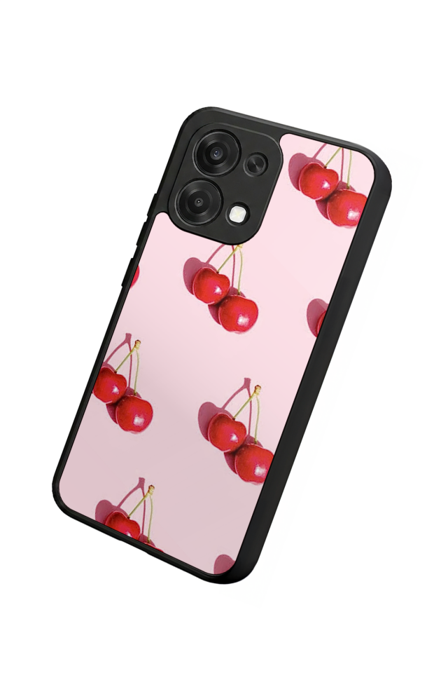 Oppo A6 Pro Uyumlu Kiraz Tasarımlı Glossy Premium Kılıf