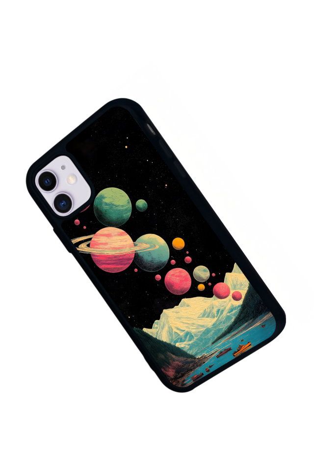 iPhone 11 Uyumlu Uzay Tasarımlı Glossy Premium Kılıf