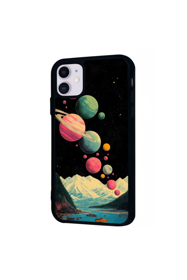 iPhone 11 Uyumlu Uzay Tasarımlı Glossy Premium Kılıf