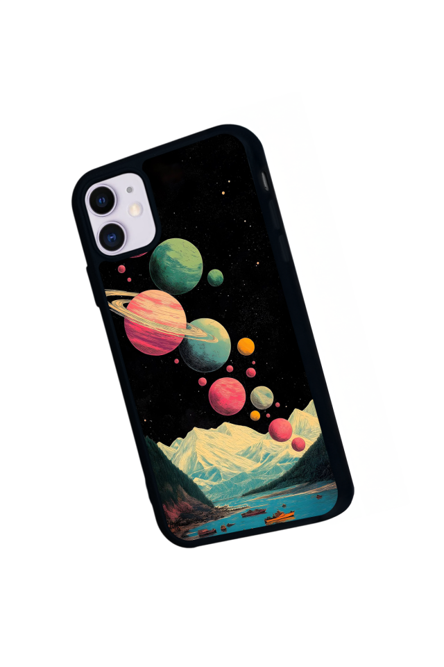 iPhone 11 Uyumlu Uzay Tasarımlı Glossy Premium Kılıf