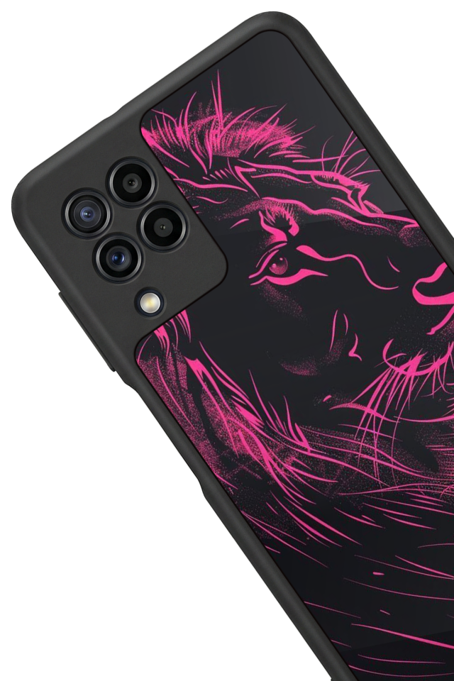 Samsung Galaxy M32 Uyumlu Aslan Tasarımlı Glossy Premium Kılıf