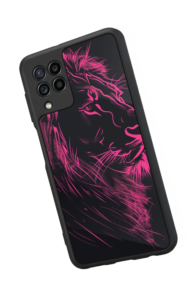 Samsung Galaxy M32 Uyumlu Aslan Tasarımlı Glossy Premium Kılıf
