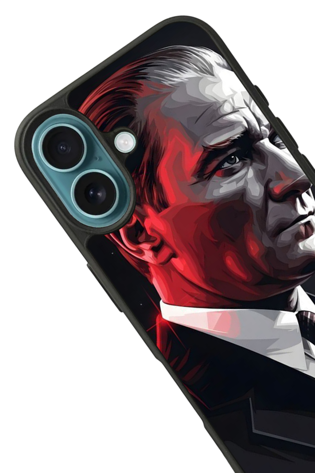 iPhone 16 Plus Uyumlu Mustafa Kemal Ataturk Tasarımlı Glossy Premium Kılıf
