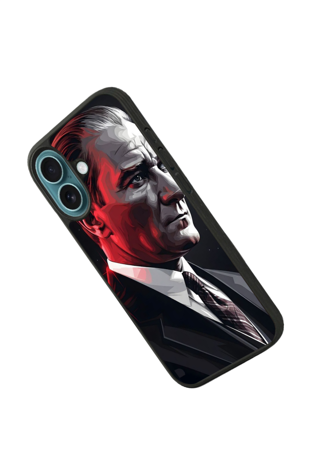 iPhone 16 Plus Uyumlu Mustafa Kemal Ataturk Tasarımlı Glossy Premium Kılıf