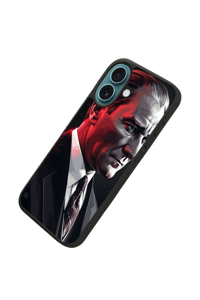 iPhone 16 Plus Uyumlu Mustafa Kemal Ataturk Tasarımlı Glossy Premium Kılıf