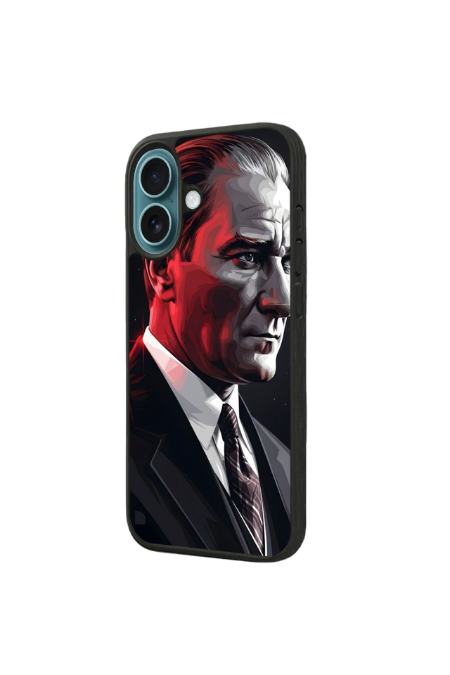 iPhone 16 Plus Uyumlu Mustafa Kemal Ataturk Tasarımlı Glossy Premium Kılıf