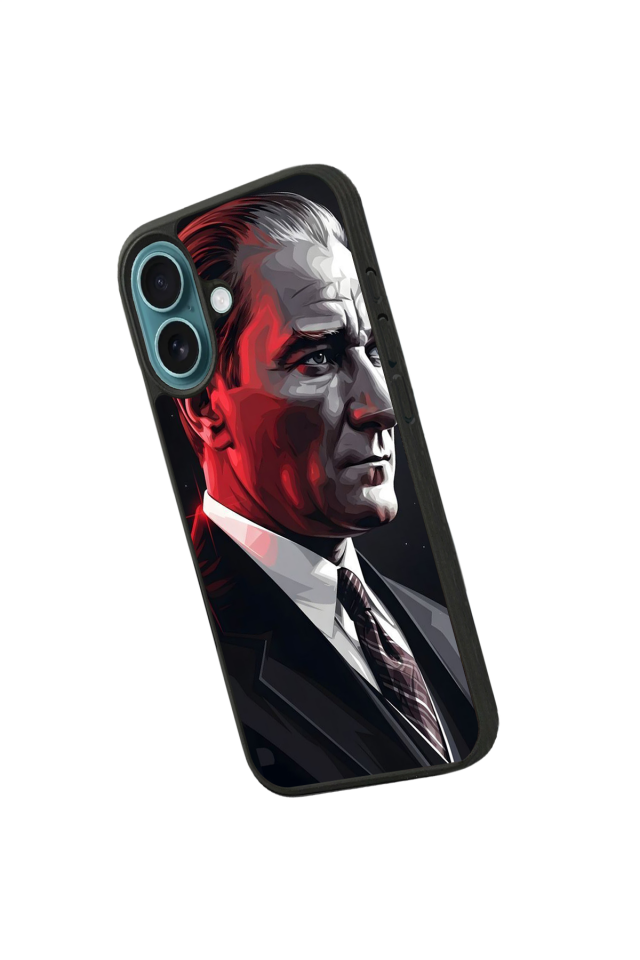 iPhone 16 Plus Uyumlu Mustafa Kemal Ataturk Tasarımlı Glossy Premium Kılıf