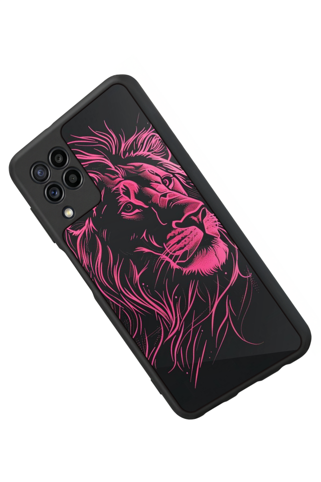 Samsung Galaxy M32 Uyumlu Aslan Tasarımlı Glossy Premium Kılıf