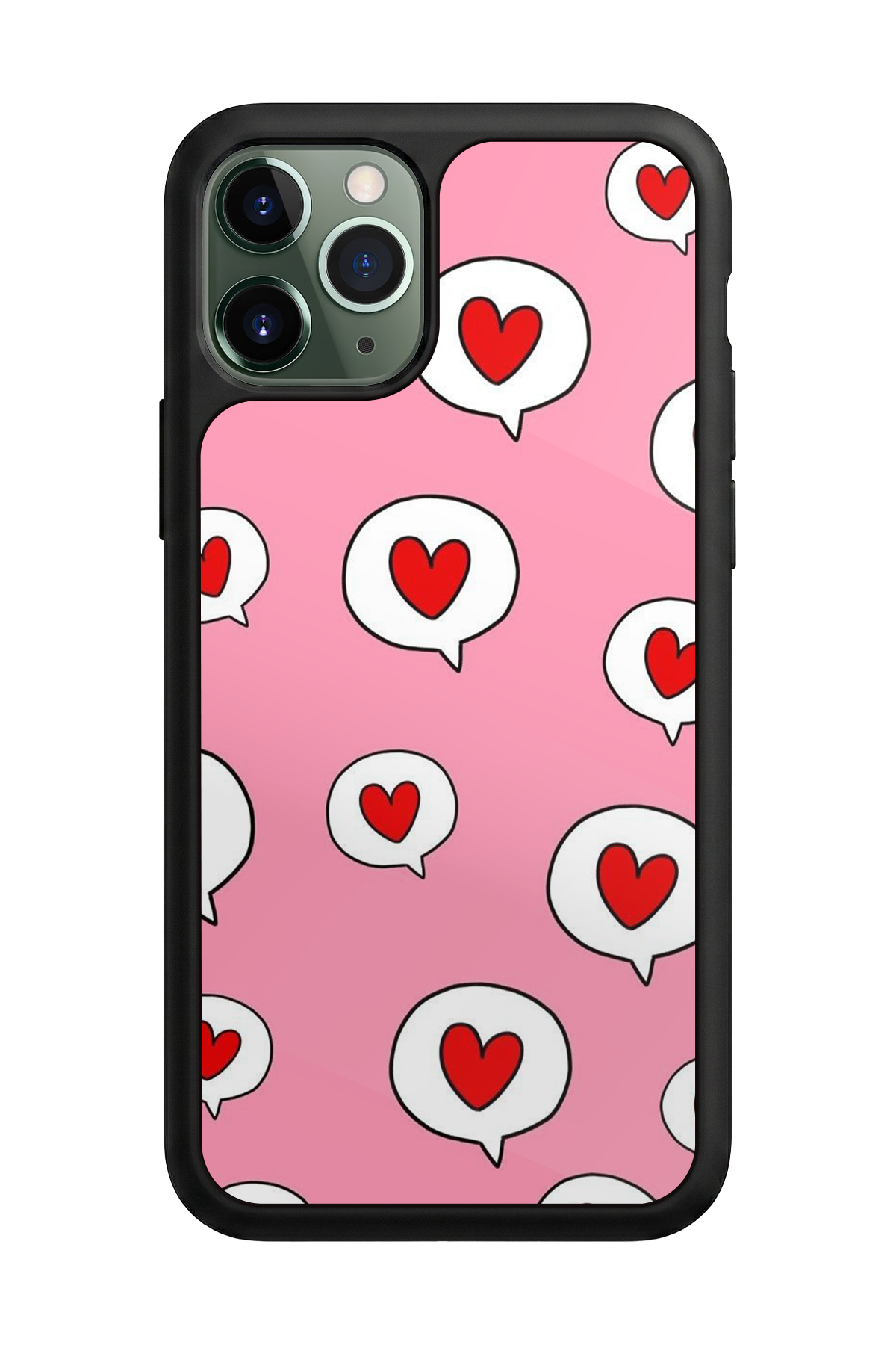 iPhone 11 Pro Max Uyumlu Kalp Love Tasarımlı Glossy Premium Kılıf
