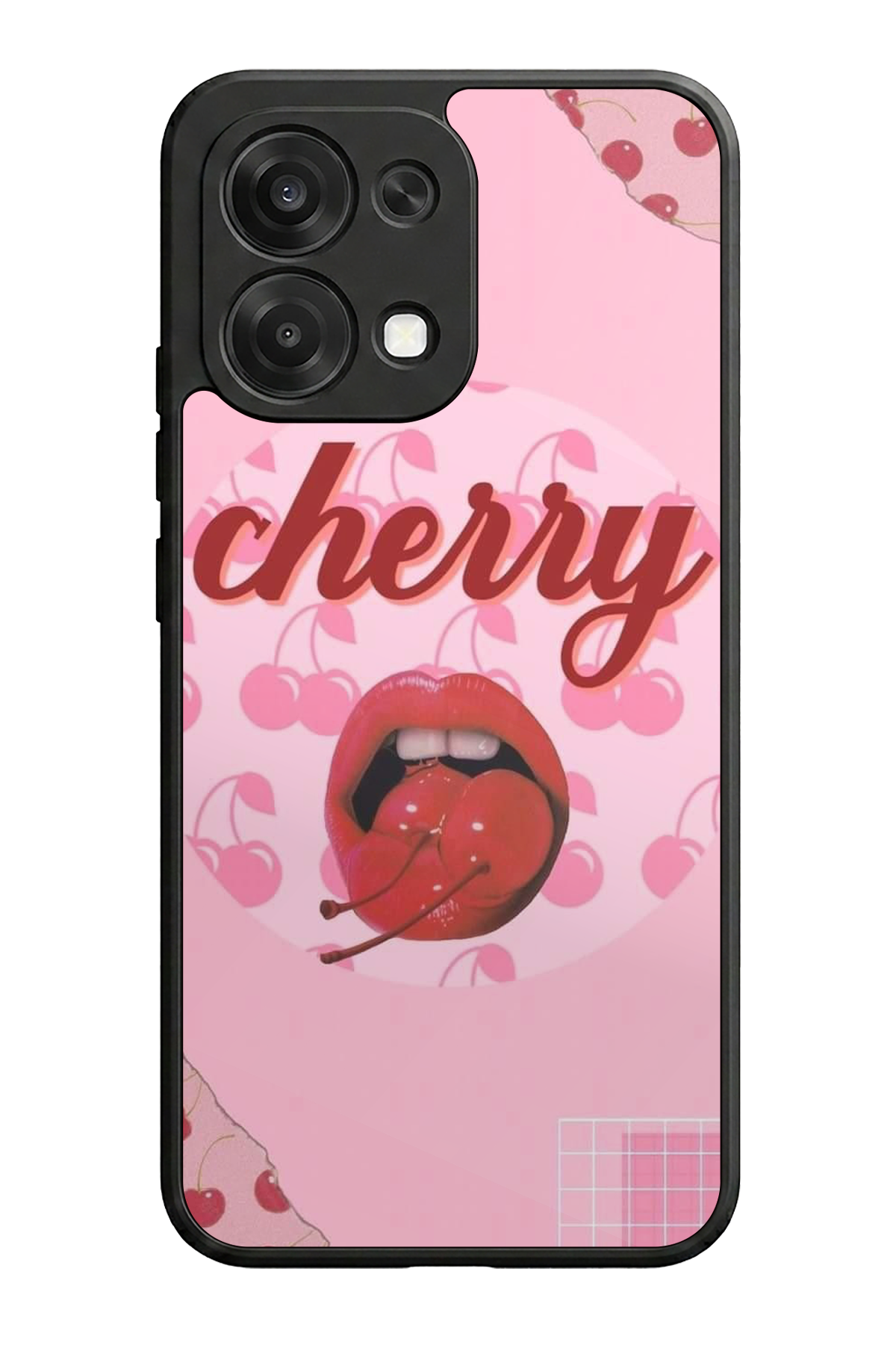 Oppo A6 Pro Uyumlu Kiraz Tasarımlı Glossy Premium Kılıf