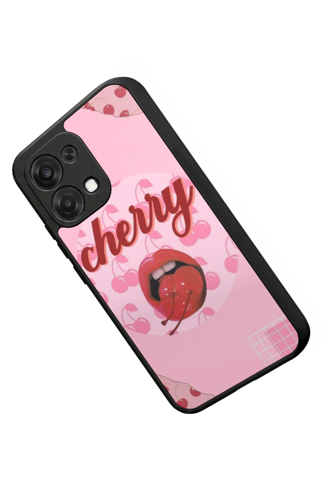Oppo A6 Pro Uyumlu Kiraz Tasarımlı Glossy Premium Kılıf