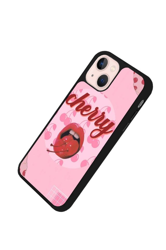 iPhone 13 Mini Uyumlu Kiraz Tasarımlı Glossy Premium Kılıf