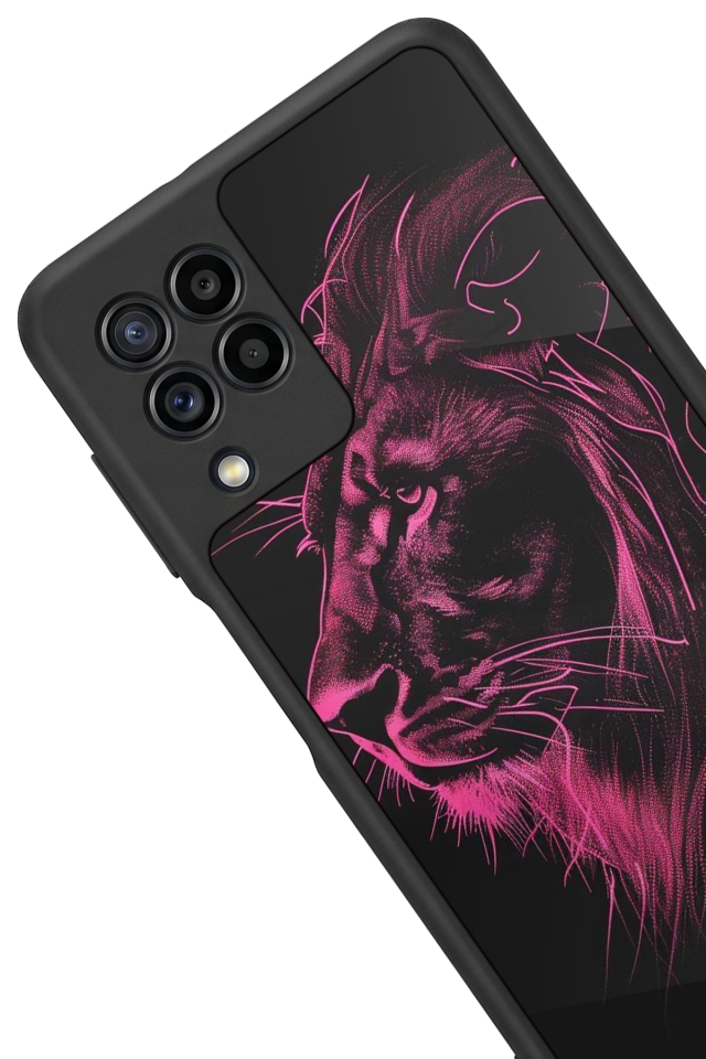 Samsung Galaxy M32 Uyumlu Aslan Tasarımlı Glossy Premium Kılıf