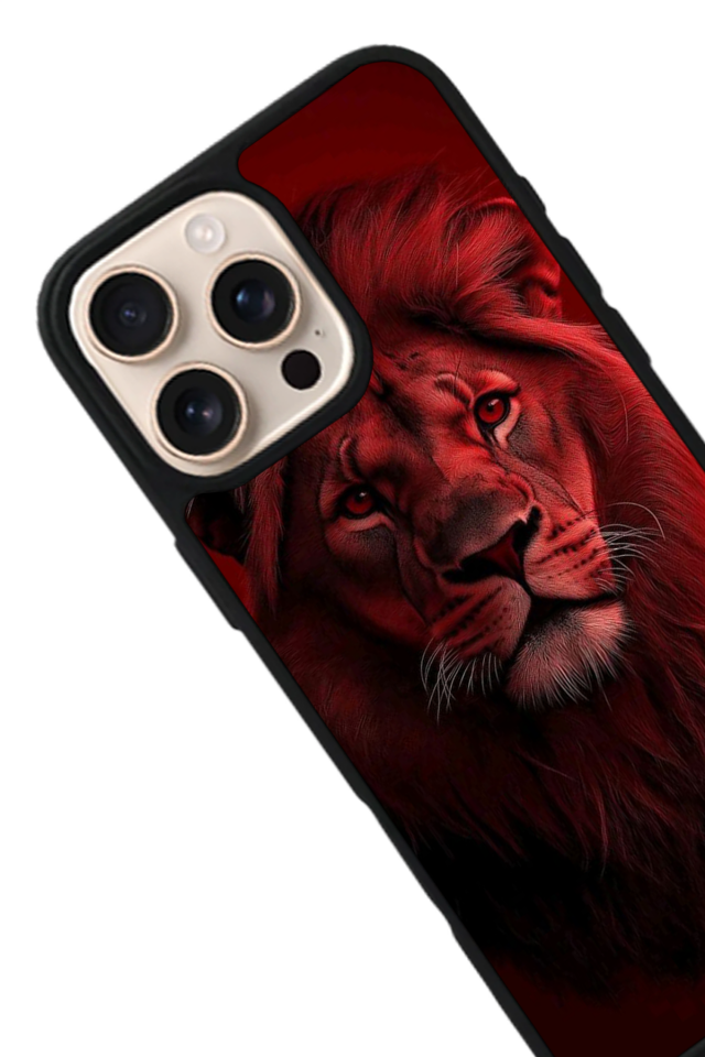iPhone 15 Pro Max Uyumlu Aslan Tasarımlı Glossy Premium Kılıf