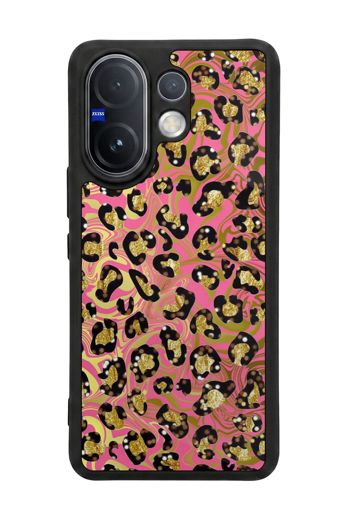 Vivo V60 Uyumlu Hologram Leopar Tasarımlı Glossy Premium Kılıf