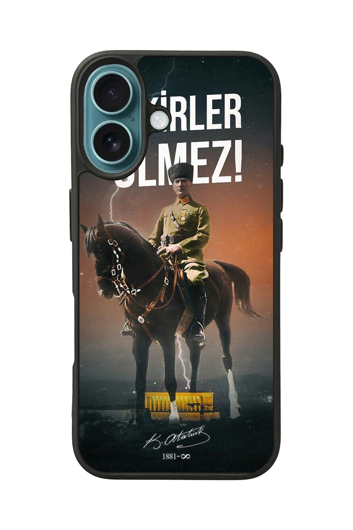 iPhone 16 Plus Uyumlu Mustafa Kemal Ataturk Tasarımlı Glossy Premium Kılıf