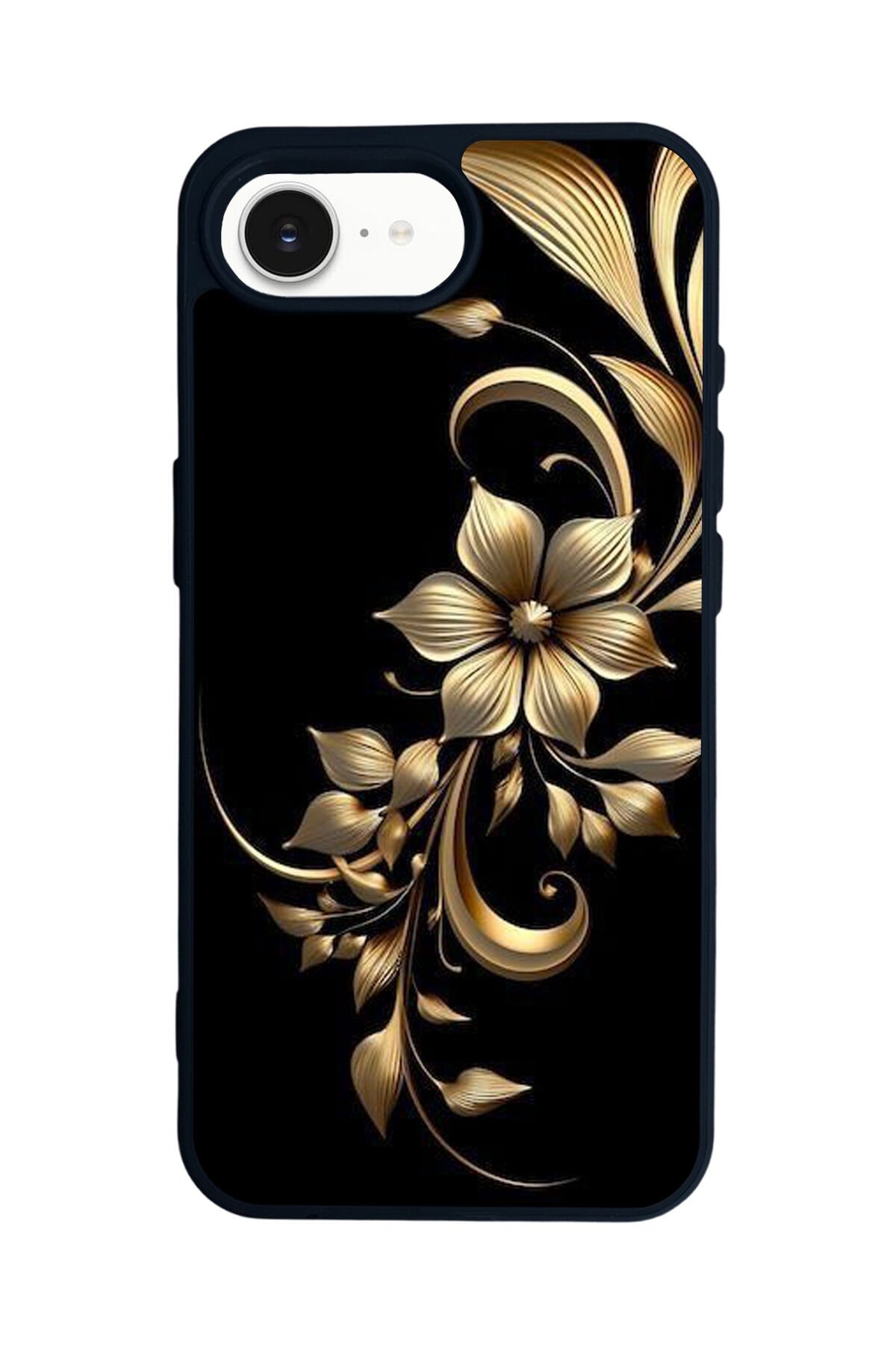 iPhone 16E Uyumlu Yaldizli Cicek Tasarımlı Glossy Premium Kılıf