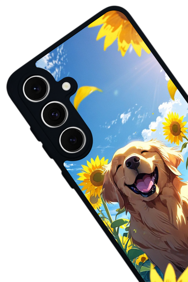 Samsung Galaxy S24 FE Uyumlu Golden Kopek Tasarımlı Glossy Premium Kılıf